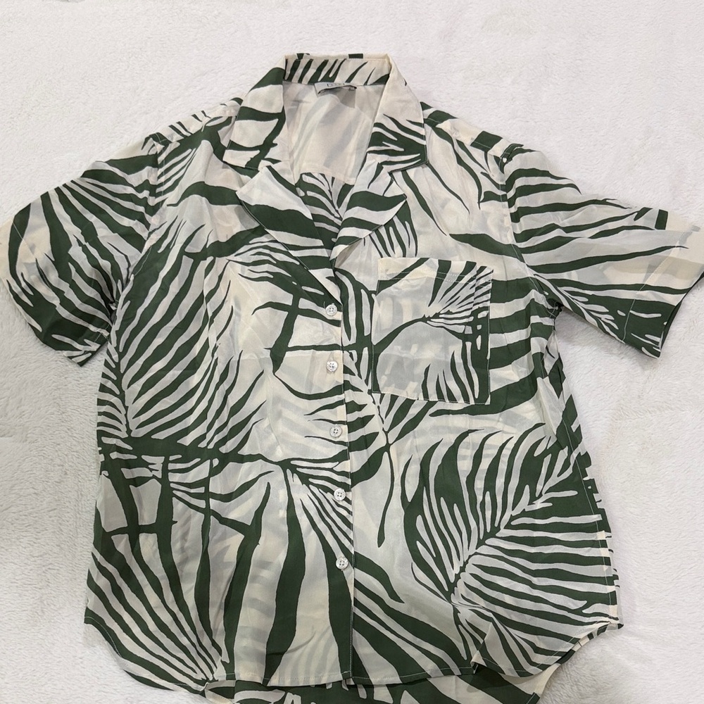 AYR Green and White Tropical “the pool boy”Shirt